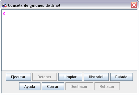 Consola de guiones en la aplicacin Jmol