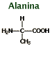 chemical structure of alanine (C3H7NO2 )